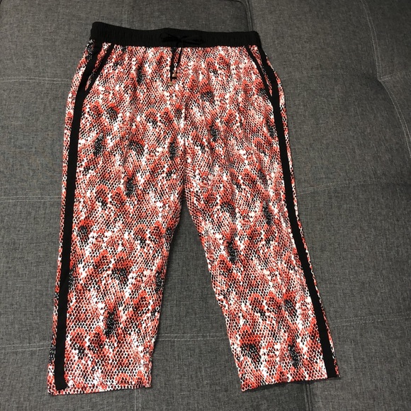 Calvin Klein Pants - CALVIN KLEIN Snake Print Tuxedo Stripe Cropped Pants Orange Black Lightweight L